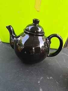 Vintage Black Teapot Brown Betty Style Ceramic Stoneware - Picture 1 of 9