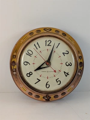 Reloj de pared eléctrico de bronce para cocina rural General Electric Telechron 2H111 funciona Foto 1 de 4