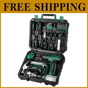 Juego de taladros inalámbricos verdes caja de herramientas de 126 piezas - Imagen 1 de 8