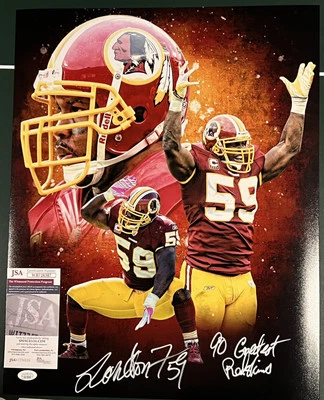 LONDON FLETCHER 90 Greatest Signed Autograph 16x20 Photo Washington Redskins JSA - Image 1 of 4