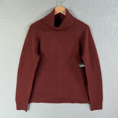 Suéter Kuhl Solace Mujer Pequeño Granate Capucha Cuello Acanalado Tejido Mezcla Lana Pullover Foto 1 de 4