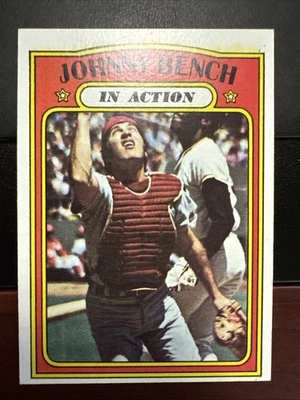 1972 Topps Baseball #434 Johnny Bench en acción - hermosa tarjeta Foto 1 de 4