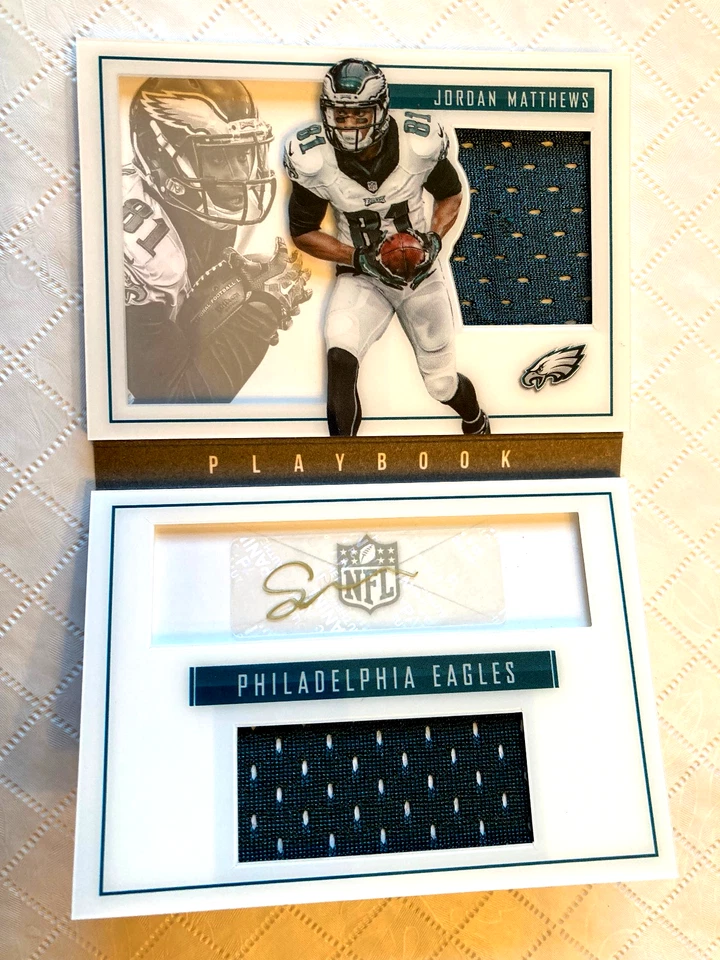 2014 Playbook Jordan Matthews Philadelphia Eagles Rookie RC Auto Jersey Relic/49 - Image 1 of 4