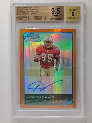 2006 Bowman Chrome rookie autos Vernon Davis Orange Refractor 7/25 BGS 9.5 - Image 1 of 2