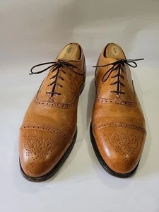 10.5D ALDEN 911 Men's Medallion Tip Bal Brogue Shoe Oxford Derby TAN Leather - Picture 1 of 16