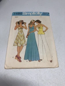 Vestido halter o blusa top con patrón de costura Simplicity 7480 para mujer talla 8 UC FF - Imagen 1 de 6