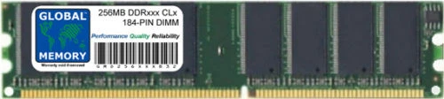 256MB DDR 266/333/400MHz 184-PIN DIMM MEMORY RAM FOR DESKTOPS/PCs/MOTHERBOARDS - Image 1 of 1