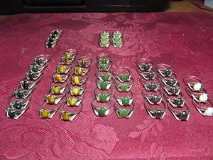 Damen Mädchen Edelstein Mode Ring Tigerauge Jade Onyx Opal Hämatit 1 Stück - Bild 1 von 4