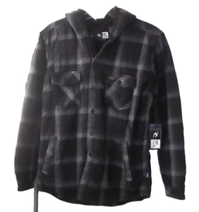 RIP CURL UNISEX YOUTH COTTON FLANNEL HOODED SHIRT JACKET SHERPA LINED XL NWT - Picture 1 of 13