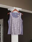 Chico's Plum Frost Sequin Embellished Lined Tank Top Shell Size 1 (8-10)  NWT 
