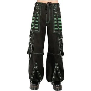 Puritues Gothic Women Electro Green Prime Quality Extreme Bondage Punk Rock Pant - Picture 1 of 5