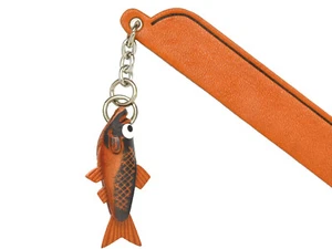 Salmon Leather Charm Bookmarker *VANCA* Made in Japan #61308 - Picture 1 of 10