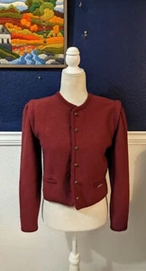Vintage Geiger Austria Pullover Strickjacke rot burgund Wolle Taschen Gr. 38 Medium M - Bild 1 von 10