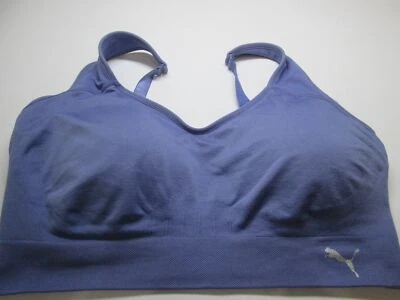Sujetador deportivo Puma talla XL azul inalámbrico forrado correas ajustables pulóver logotipo Foto 1 de 4