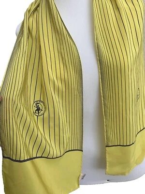 Cachecol de seda CENTOTRE LISTRAS AMARELO RETÂNGULO 54/11 pol FABRICADO NA ITÁLIA #A3 - Imagem 1 de 4