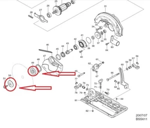 2pz ORIGINALE MAKITA RONDELLA ESTERNA + FLANGIA INTERNA PER DSS610 DSS611 BSS610 BSS611 - Foto 1 di 2
