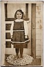 Vintage RPPC YOUNG COUNTRY GIRL ON PORCH Postcard Rag Rug C7
