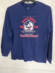 Camiseta azul manga larga de Mickey Mouse American Legend. Talla grande para hombre - Imagen 1 de 6