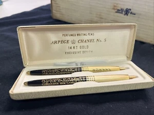 Vintage Perfumed Writing Pens Exclusive Arpege C H A N E L 5 Design 14kt Gold - Picture 1 of 4