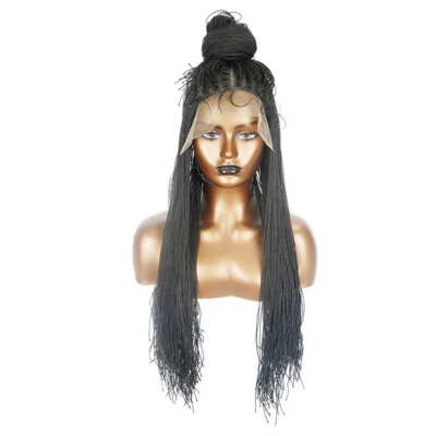 26" Micro Twist Braids Wigs for BlackWomen Small Lace Braided Wig with Baby Hair - Image 1 of 4