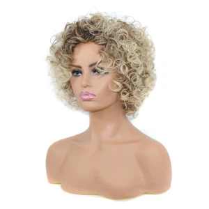 Fluffy Curly Wig Headset Women's Miss Short Afro Hair Wigs for Woman Golden - Bild 1 von 12