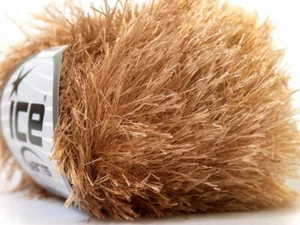 8-Skein Lot Eyelash Yarn bulky 8x50g Camel - Picture 1 of 4