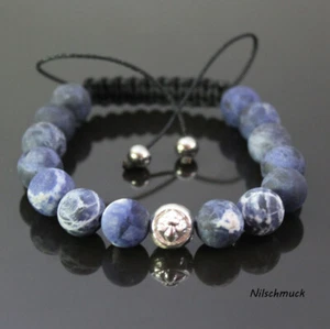 Pulsera Hombre Batik Azul Ágata Cuentas Naturales Shamballa Ajustable para Hombre - Imagen 1 de 1