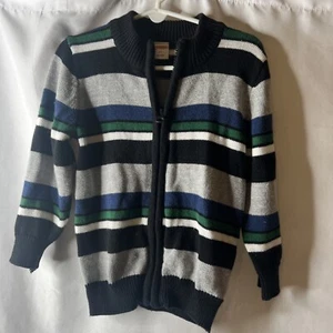 Gymboree Striped Sweater 2T Full Zip Up Toddler Boy Girl Black Gray Blue Green - Picture 1 of 5