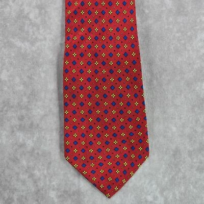 Corbata Christy Firenze roja geométrica floral 100 % seda Italia para hombre nueva sin etiquetas Foto 1 de 4