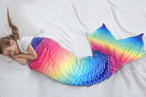 Mermaid Tail Blanket Sleeping Bag Blanket for Kids Adults Mermaid Gift for Girls - Picture 1 of 7