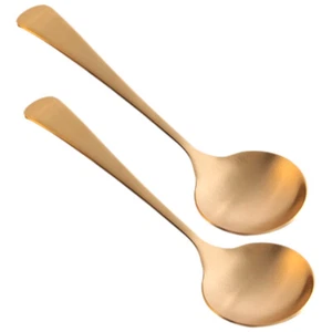2Pcs/set Dinging Table Porridge Spoon Simple Porridge Spoons Home Soup Spoons - Picture 1 of 20