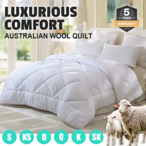 350/500/700GSM All Size Australian Wool Quilt Doona Duvet Down Summer Winter - Picture 1 of 12