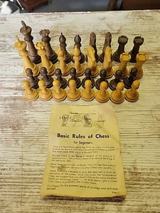 Vintage PLEASANTIME Cavalier CHESS Set WOOD PIECES - 3.5" King - No Board No Box - Picture 1 of 7