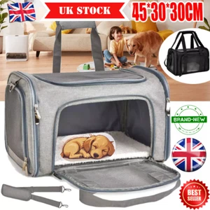 Large Pet Carrier Bag Portable Soft Fabric Folding Dog Cat Puppy Travel Bags UK - Picture 1 of 22