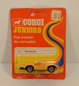 VINTAGE 1973 Diecast Gold Marcos XP 2.75" Car #71 Corgi Juniors Whizzwheels - Picture 1 of 3