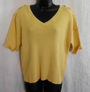 Bay Studio Knit Top Size XL NWT 100% Cotton Short Cuff Sleeve Arm Details V Neck - Picture 1 of 21