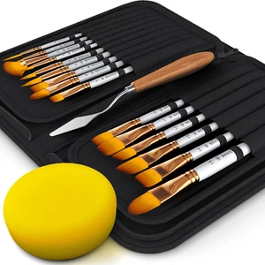 BENICCI Paint Brush Set of 16 – 15 Different Shapes Standable Organizing Case - Picture 1 of 1