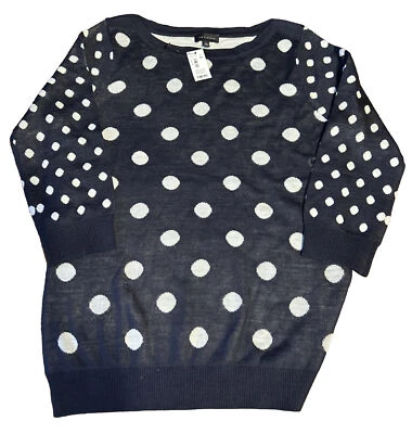 Suéter The Limited, Mezcla de Lana, Azul Marino y Blanco Lunares Talla M, Manga 3/4 Foto 1 de 3