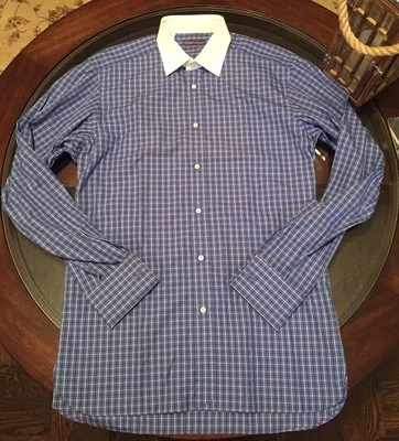 Ralph Lauren Purple Label Dress Shirt White Collar Sz 16 Frech Cuff Made n Italy - Image 1 of 4