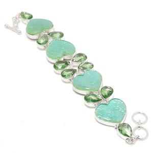 Australian Triplet Opal Green Amethyst Gemstone Jewelry Bracelet 8-9" SR 918 - Picture 1 of 6