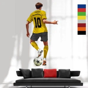 Wandtattoo Wandaufkleber Fussballer Fussball mit Wunschname Nummer Clubname F106 - Picture 1 of 20
