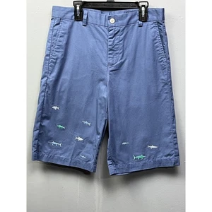 Vineyard Vines Chino Shorts Youth Boy Size 16 Blue Shark Embroidered Preppy - Picture 1 of 9