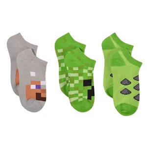 Minecraft Boy's Pixelated Overworld Video Game 3-Pack No-Show Ankle Socks - Picture 1 of 5