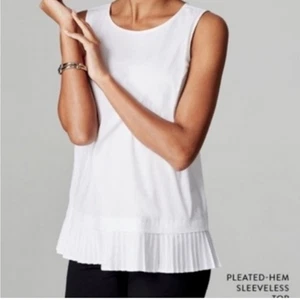 J. JILL White Shirt Collection Cotton Pleated Hem Sleeveless Top size 1X - Picture 1 of 15