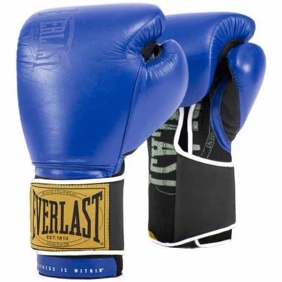 Everlast 1910 Premium Leder Boxhandschuhe - Blau / Schwarz - Größe 12 oz - NEU