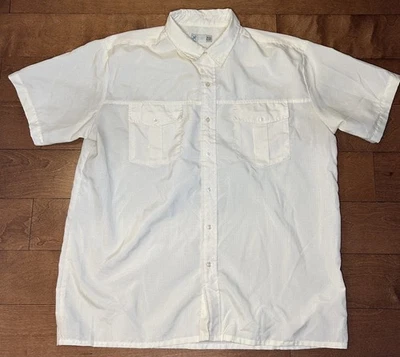 Camisa Haband Beige Off White Algodón Abotonada Doble Bolsillo Frontal Para Hombre XL Foto 1 de 4