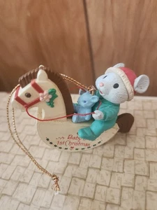 Baby’s First Christmas - Tree Ornament Mouse Holding A Teddy Bear Riding Horse - Picture 1 of 6