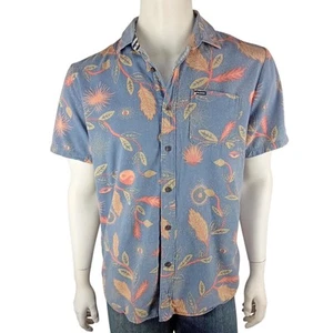 VOLCOM mens size L shirt Broha grey blue floral modern fit True To This - Picture 1 of 8