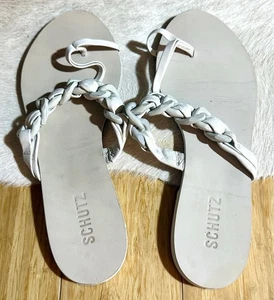 schutz women's white twisted toe ring flip flops sandals size 41 - Picture 1 of 3