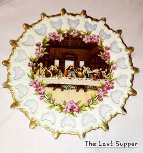 Jesus Christ The Last Supper Scene Deco Plate Lefton China -Japan Vintage 7" - Picture 1 of 5